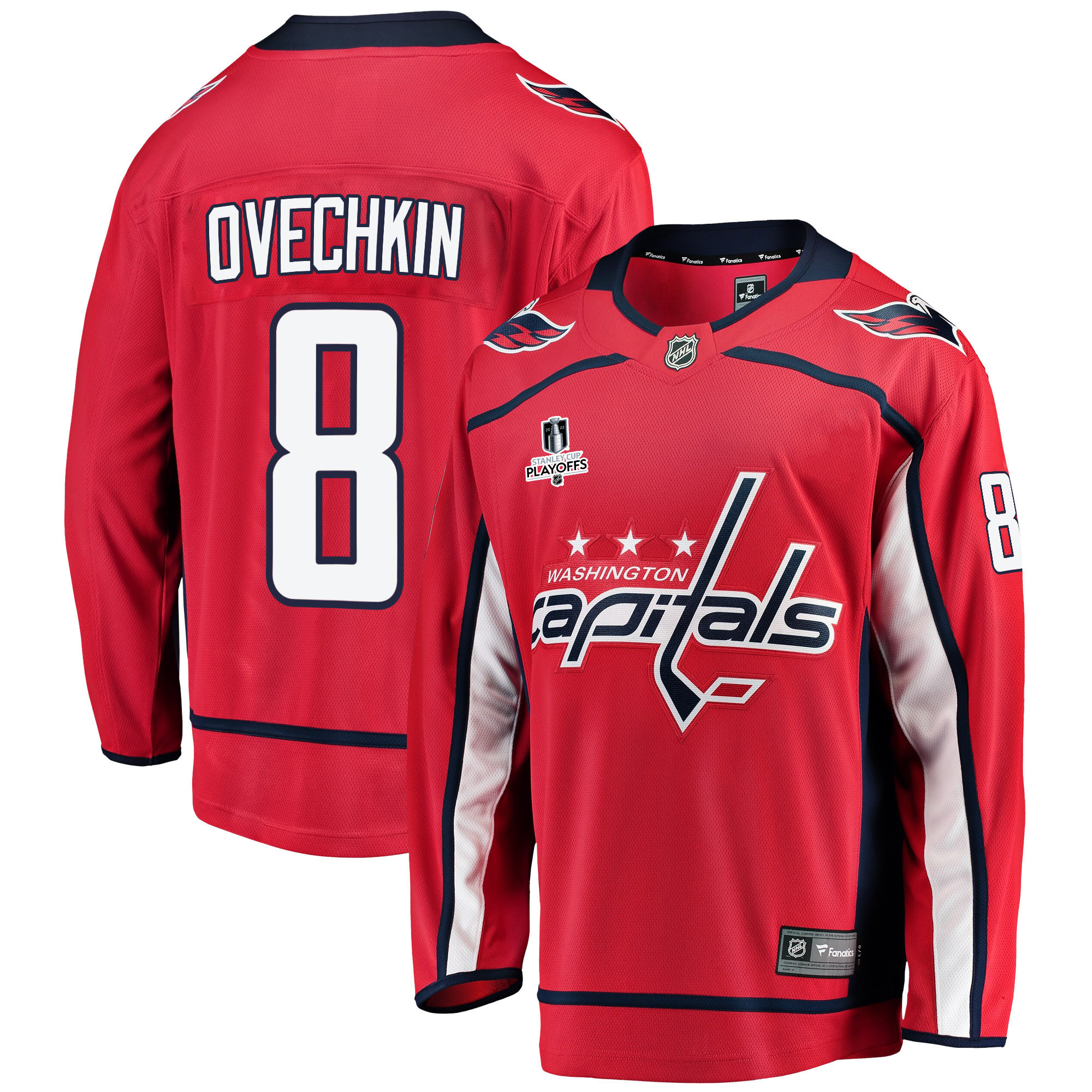 Washington Capitals Alexander Ovechkin 8 Home 2022 Stanley Cup Playoffs Breakaway Men Jersey – Red