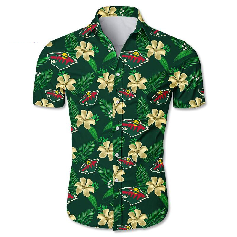 Minnesota Wild Tropical Flower Hawaiian Shirt