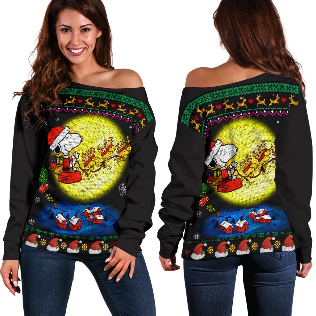 Snoopy Santa Shoulder Sweater - EmprintsTOP