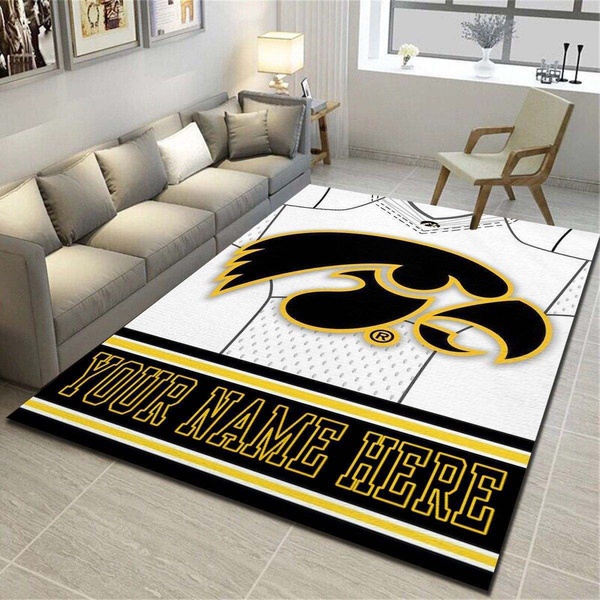 Iowa Hawkeyes Personalized Rug, Living Room Bedroom Carpet, Customized Floor Decor