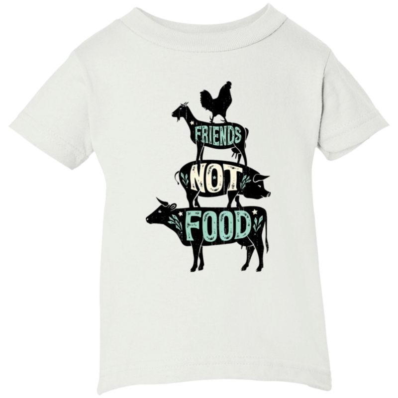 Agr Friends Not Food – Vegan Vegetarian Animal Lovers T-shirt – Vintage Distressed_2 Infant Short Sleeve T-shirt