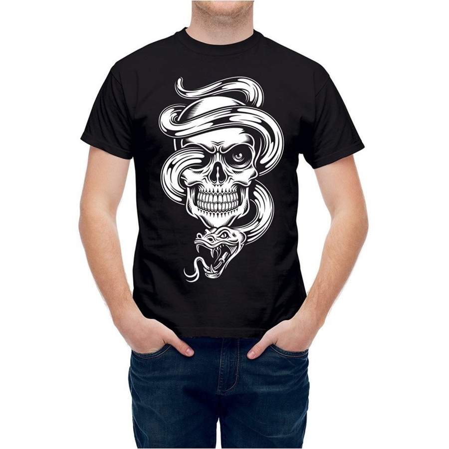 T Shirt Reptile Snake Skull Synthesis Men’S Short Sleeve T-Shirt