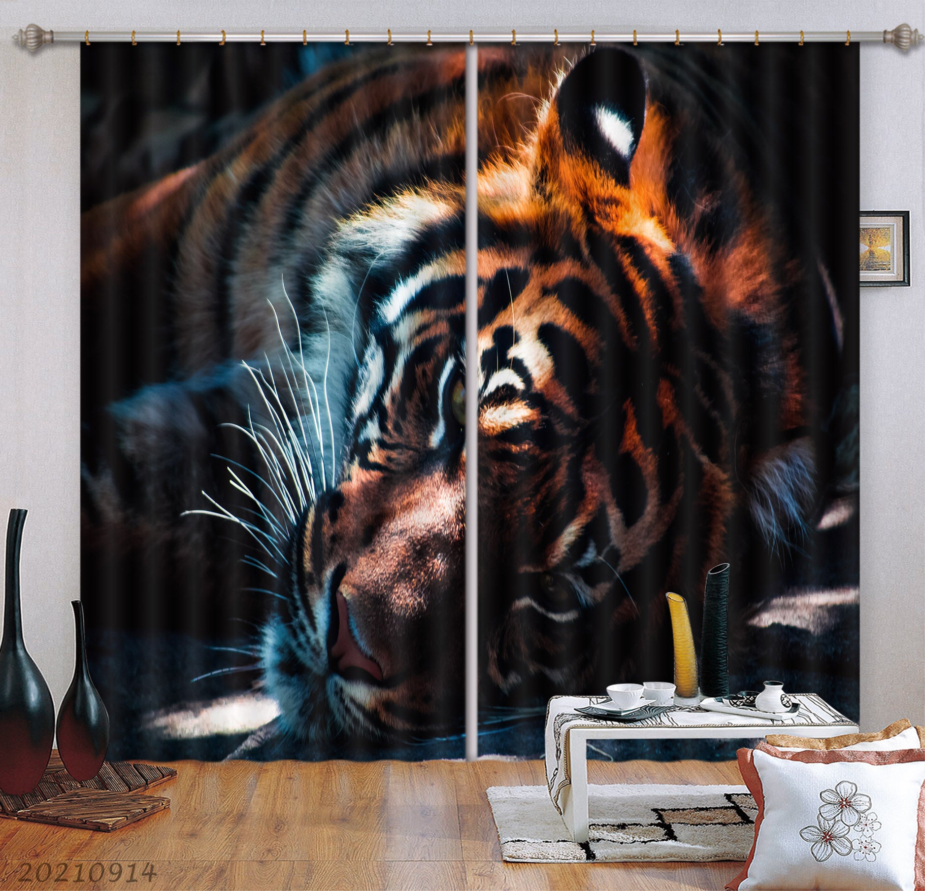 3D Animal Tiger Curtains And Drapes Lqh 189