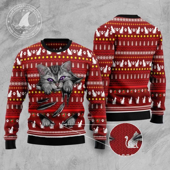 Cat Scratch Ugly Christmas Sweater