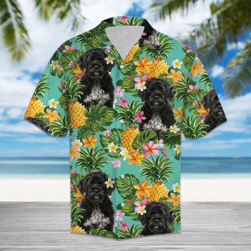 Tropical Pineapple Portuguese Water Dog Aloha Hawaiian Shirt Colorful Short Sleeve Summer Beach Casual Shirt For Men And Women