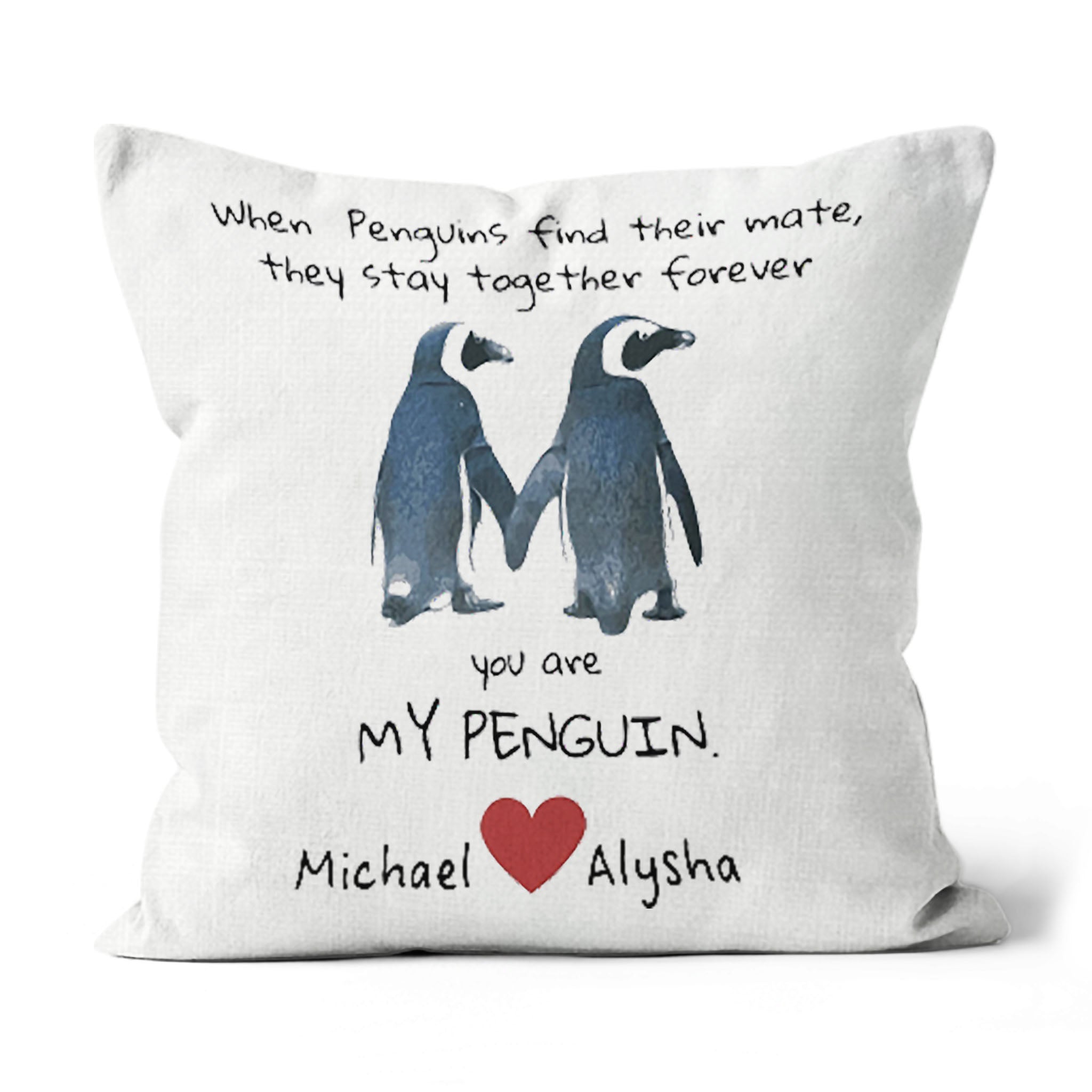 Penguin Valentine Gift For Her Or Him, Best Valentine Gift For Girlfriend, Valentine Gift For Wife, Valentine Gift For Her, Valentine Gift Linen Throw Pillow