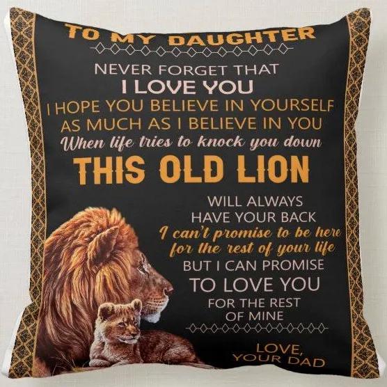 To My Daughter Lion Throw Pillow