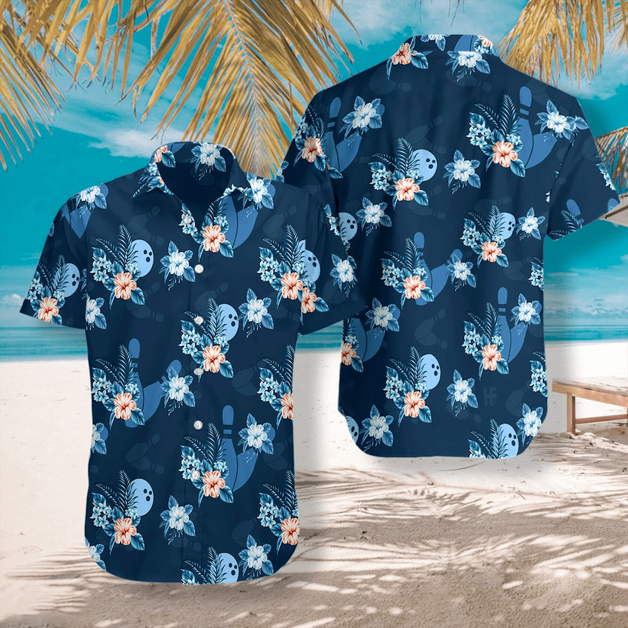 Order Blue Bowling Summer Tropical Unisex Hawaii Aloha Shirts Ha9162