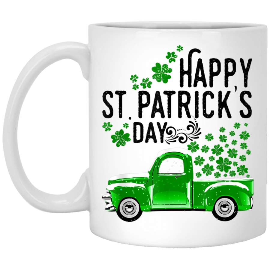 Vintage Green Truck With St Patricks Day Irish Mug Gift