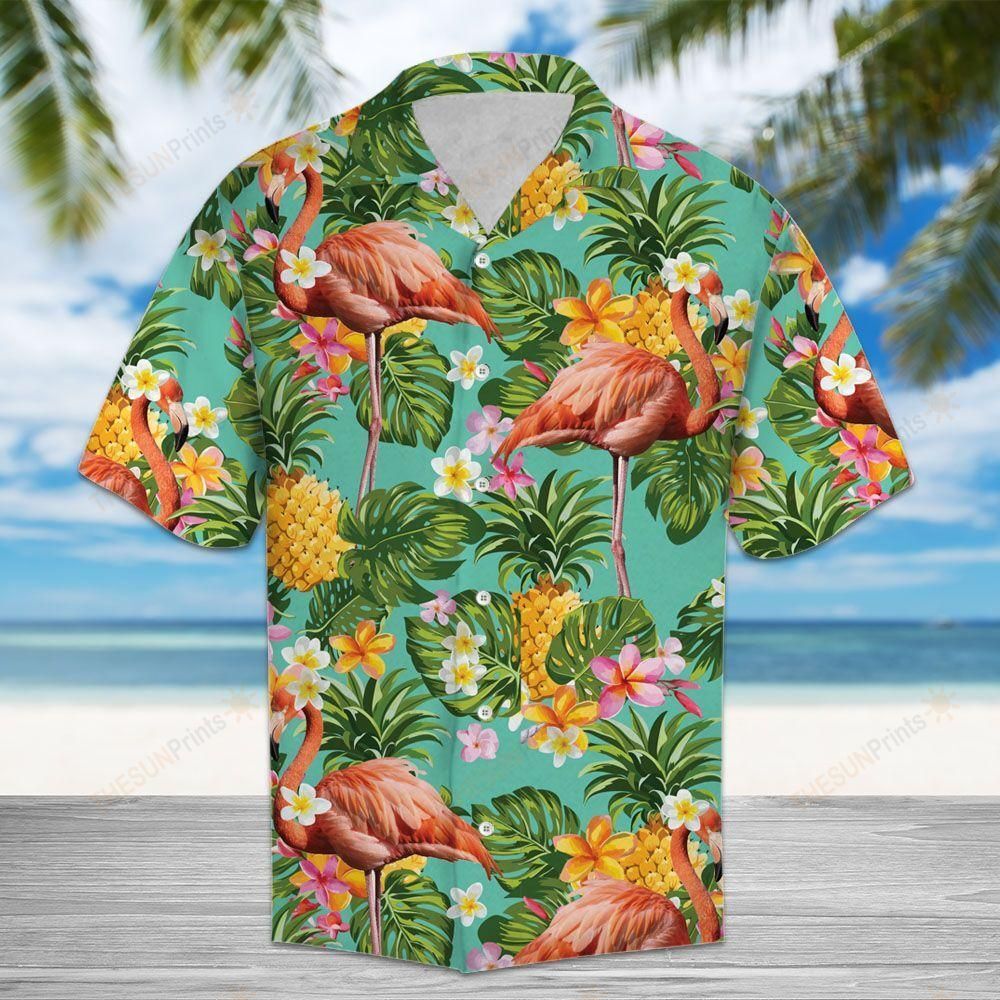 Tropical Pineapple Flamingo Hawaiian Shirt Ha6086