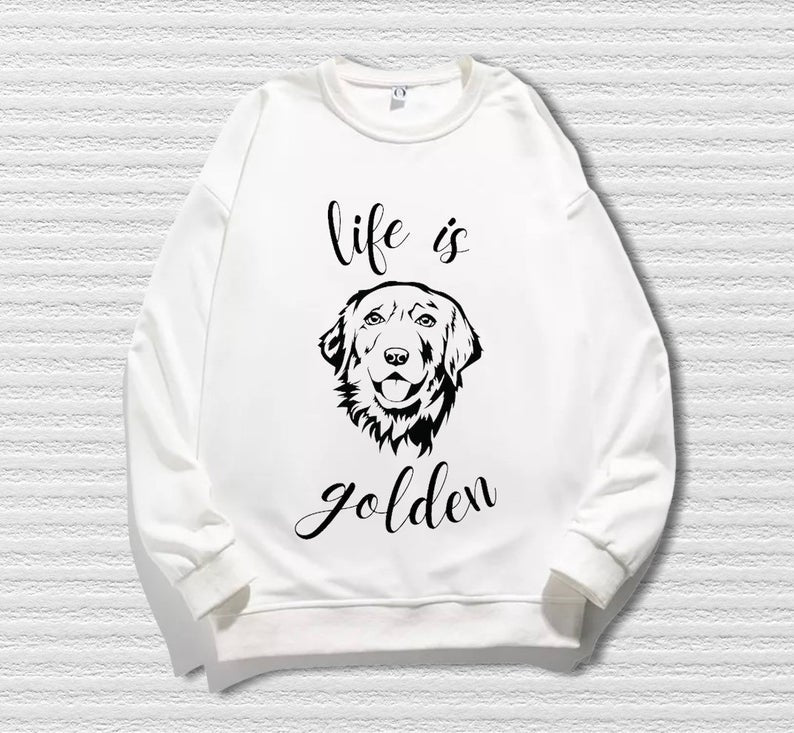 Dreameris Golden Retriever Sweatshirt Life Is Golden Sweatshirt Golden Retriever Lover Sweatshirt Dog Mom Sweatshirt Golden Mama Dog Mom Gift