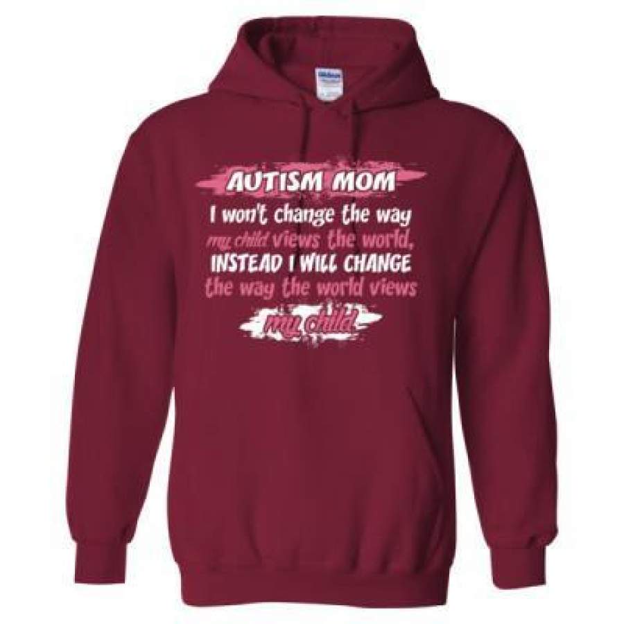 AGR Autism Mom I Wont Change The Way My Child View The World Instead I Will Change The Way The World Views My Child – Heavy Blend™ Hooded Sweatshirt