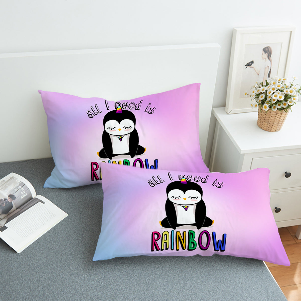 Rainbow Penguin Swzt1299 Pillowcase