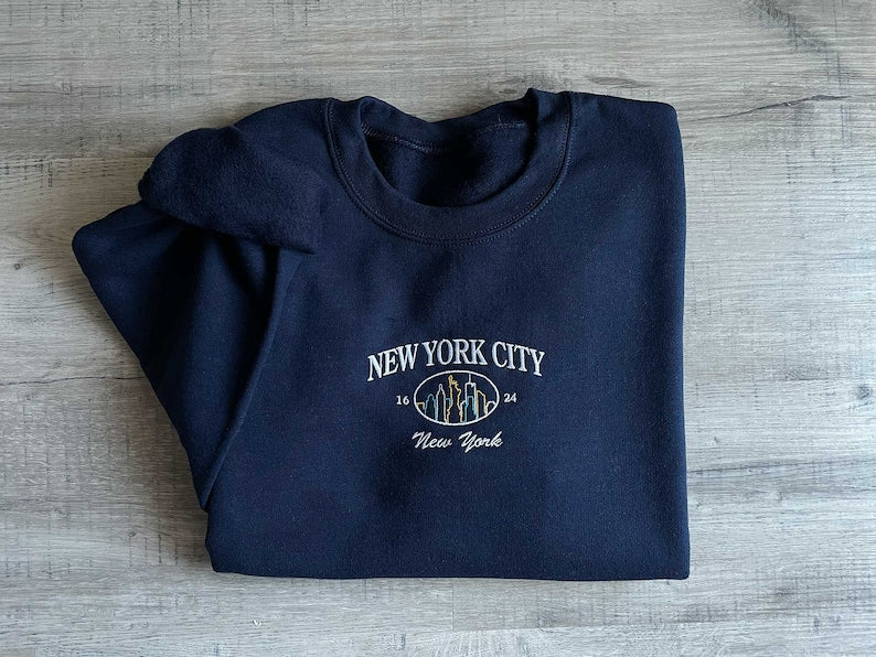 New York City Embroidered Sweatshirt 2D Crewneck Sweatshirt All Over Print Sweatshirt For Women Sweatshirt For Men Sws2890