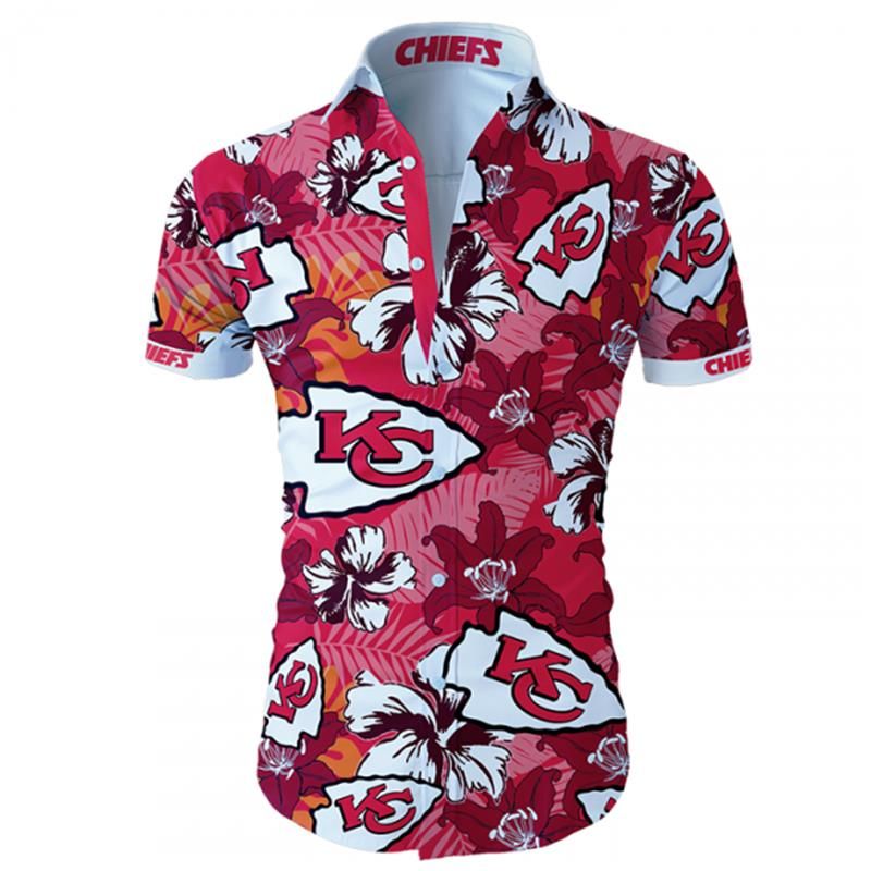 Kansas City Chiefs Hawaii Shirt Tropical Flower Short Sleeve Slim Fit Body Ha34112