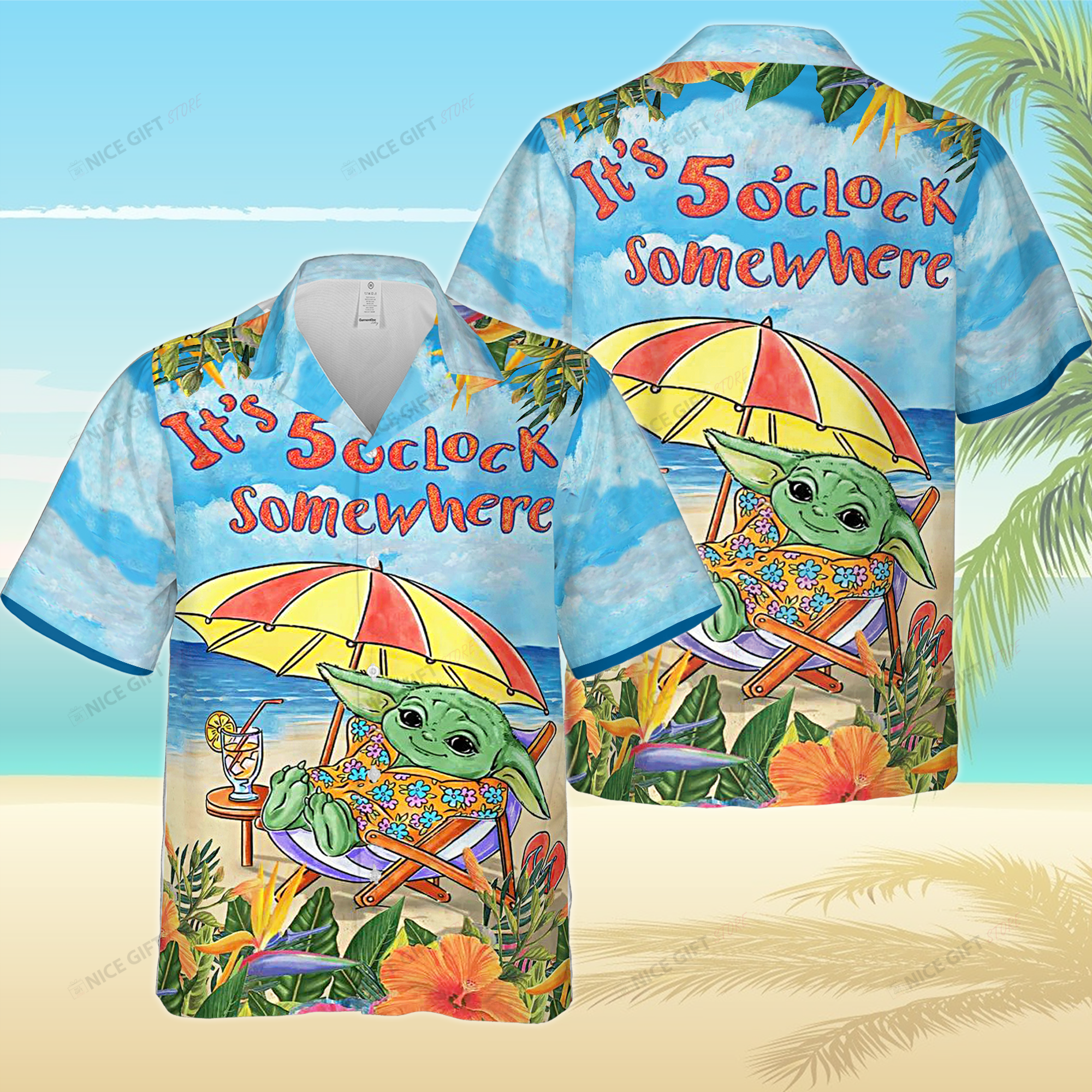 Grogu It’S 5 O’Clock Somewhere Hawaiian 3D Shirt 3Hs-D9Z5