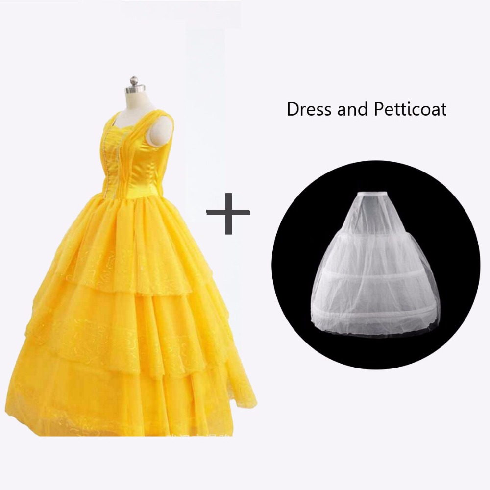 2022 Beauty And The Beast Costumes Princess Belle Dresses Adult Fancy Cosplay Halloween Costume For Women Yellow Fantasias Dress alx