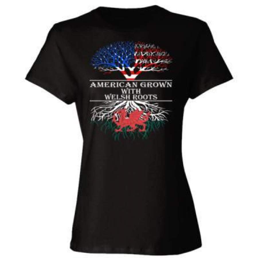 AGR American Grown With Welsh Roots – Ladies’ Cotton T-Shirt