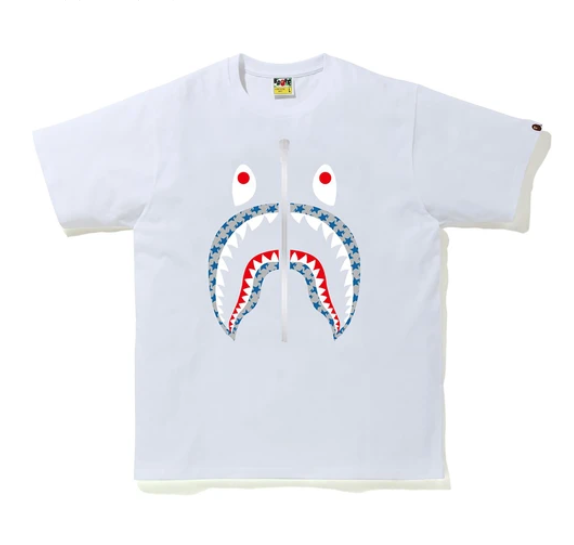 Bape Sta Pattern Shark Tee White/Gray