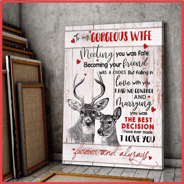 Canvas Deer To My Wife Meeting You Was Fate Valentine Gift For Her Valentine Couple Gift Ideas For Men For Valentine’S Day