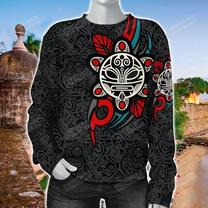 Taino Sun Tribal Puerto Rico Ugly Christmas Sweater, All Over Print Sweatshirt