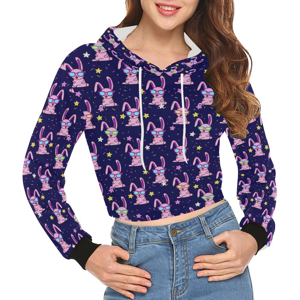 Rabbit Baby Pattern Print Design Rb015 Women Cropped Hoodie