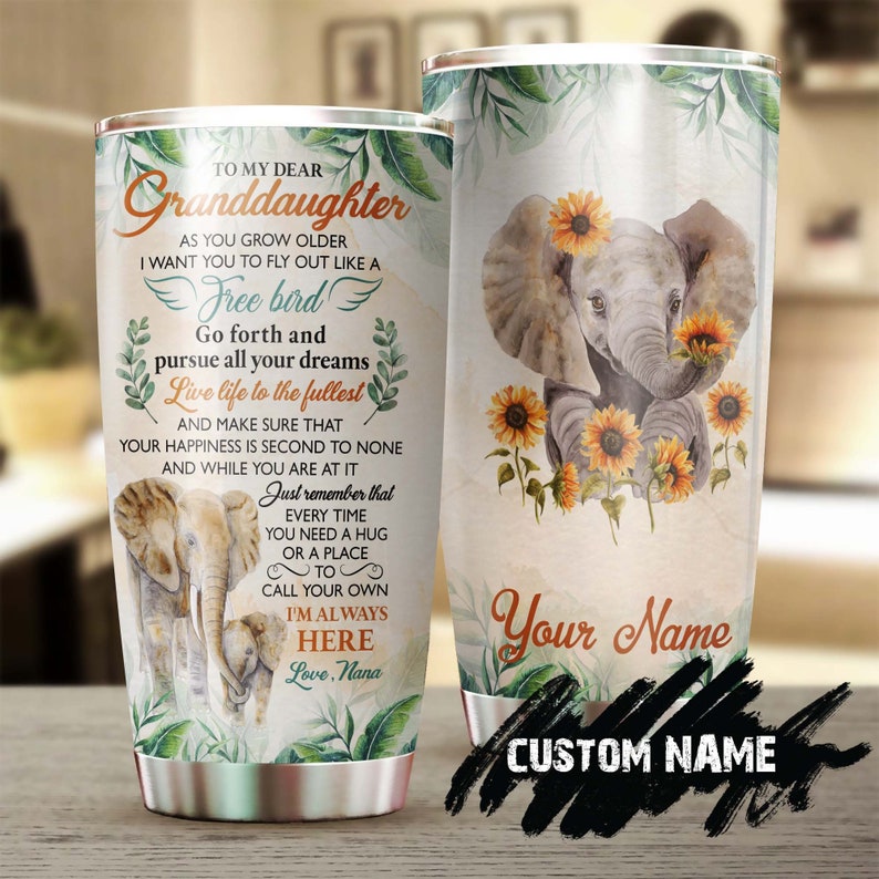 Elephant Live Your Life To The Fullest Personalized Tumbler-Grandma Tumbler-Birthday Gift Christmas Gift For Granddaughter From Grandma