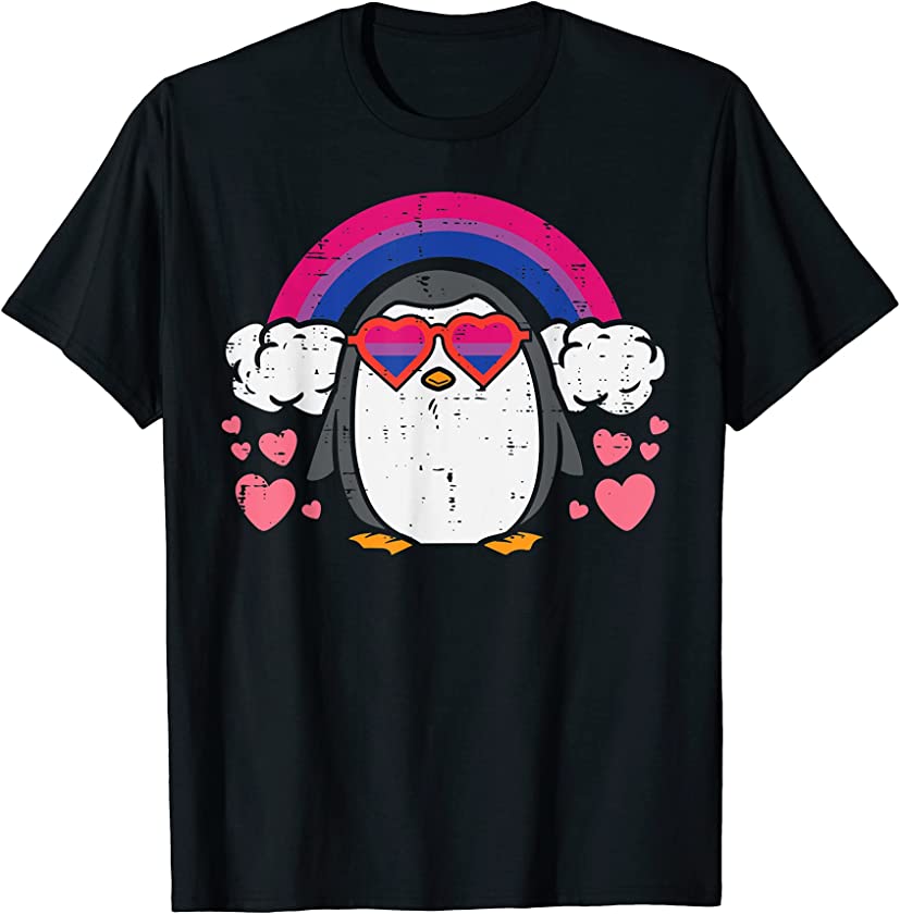 Penguin Bisexual Flag Animal Gayguin LGBTQ Gay Pride Ally Bi T-Shirt