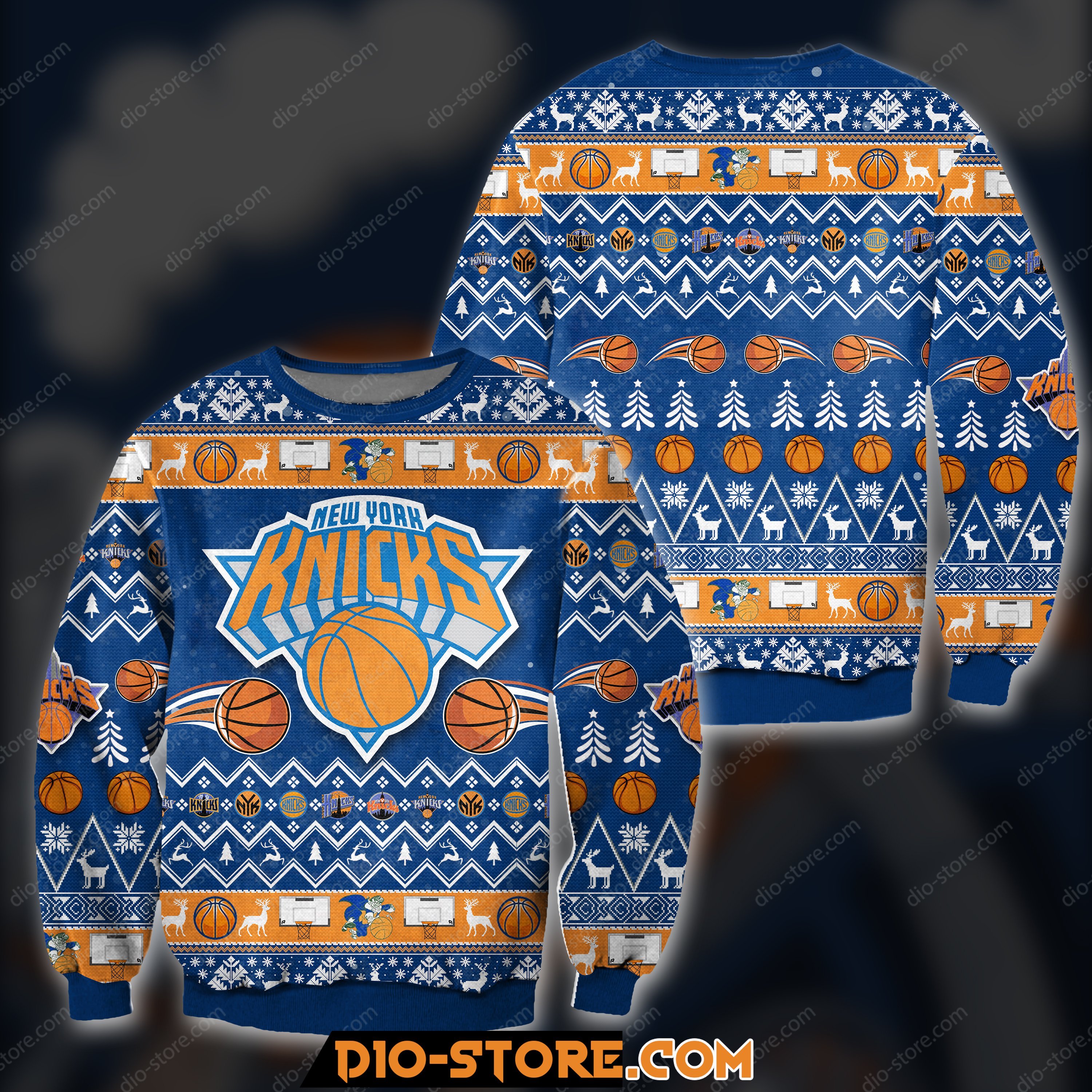 3D Knitting Pattern Ny Knicks Ugly Christmas Sweater Hoodie All Over Printed Cint10086