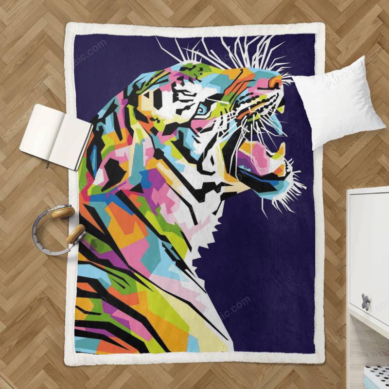 Tiger Pop Art – Wpap Animals Sherpa Fleece Blanket