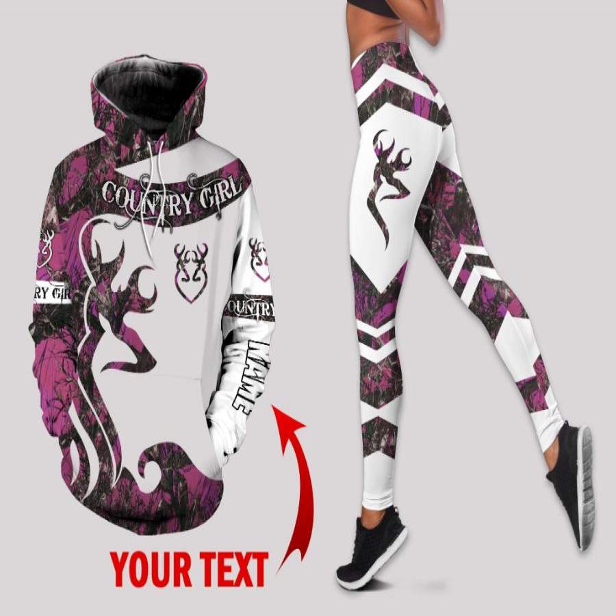 Pink Country Girl Personalized US Size Hoodie And Leggings Set LH