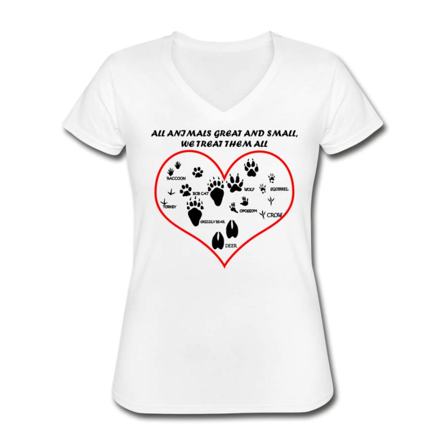 All animals great and small, we treat them all  Women’s V-Neck T-Shirt