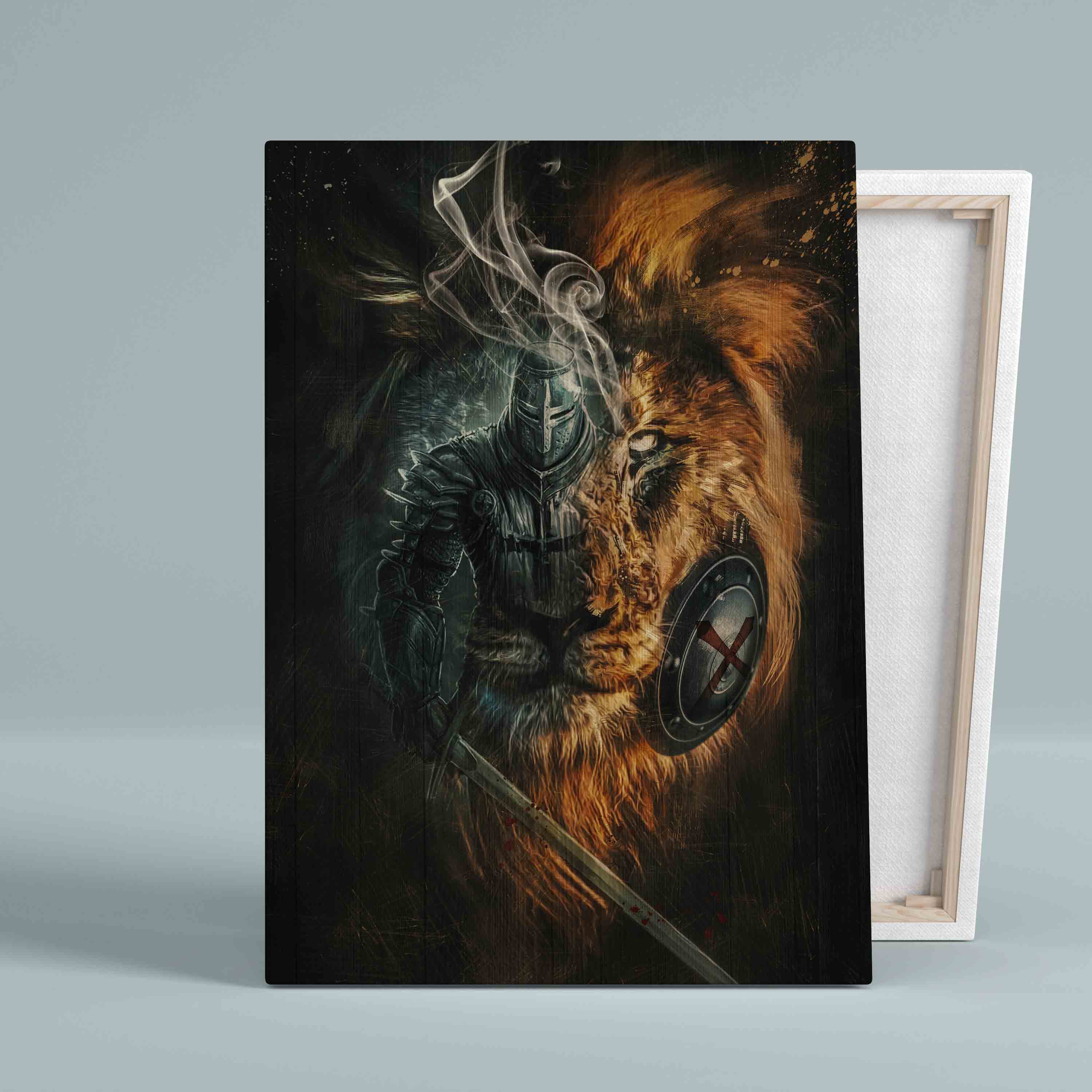 Awesome Warrior And Lion Canvas, Lion Canvas, Wall Art Canvas, Gift Canvas