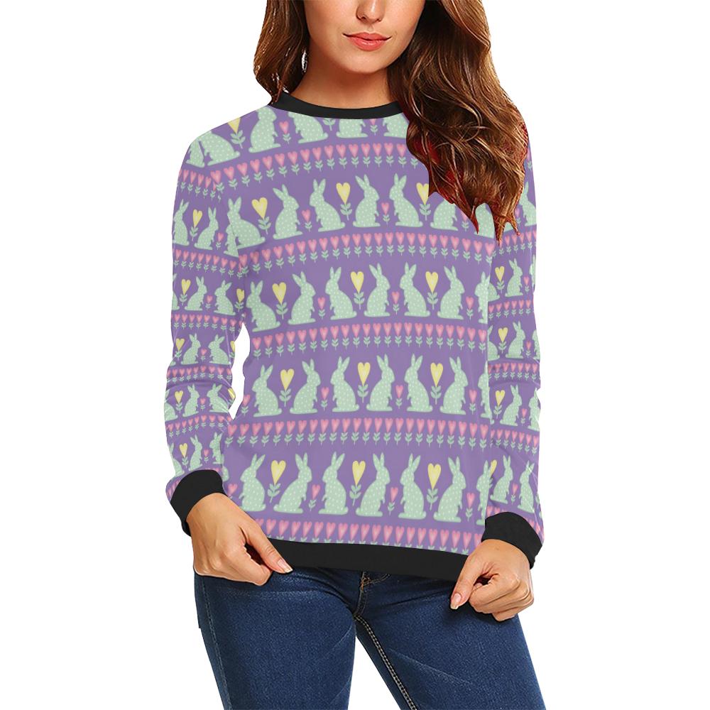 Rabbit Pattern Print Design Rb01 Women Long Sleeve Sweatshirt