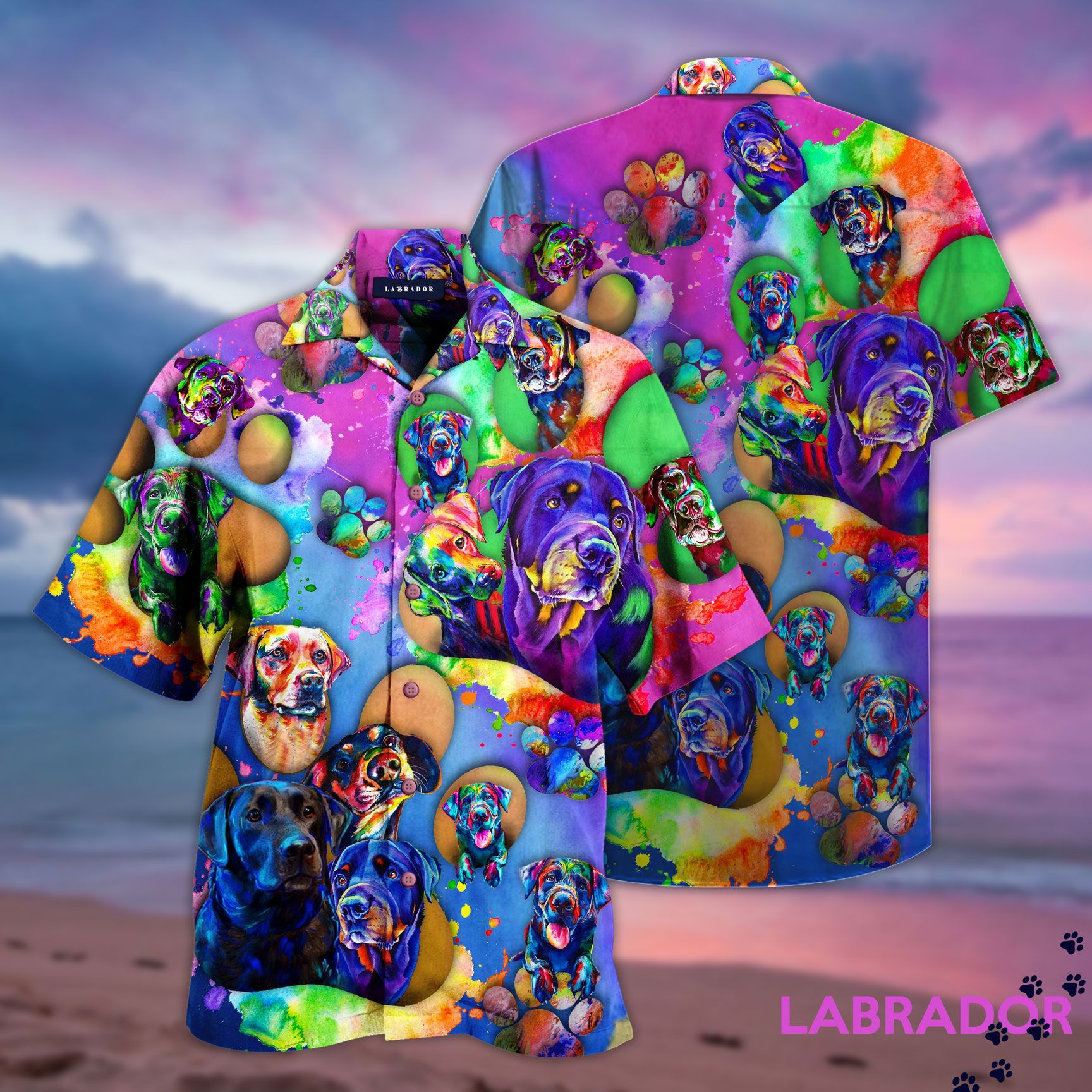 LABRADOR RETRIEVER HAWAIIAN BUTTON SHIRT QQ PHT272008A04NV