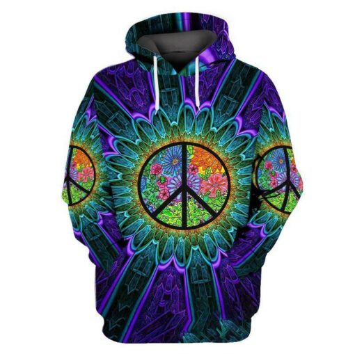 Happy Hippie Life Peace Sign 3D All Over Print Shirts For Men & Women, Gift For Hippie Soul, Hippie Lover