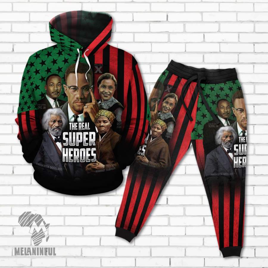 African American Heroes All-over Hoodie And Joggers Set