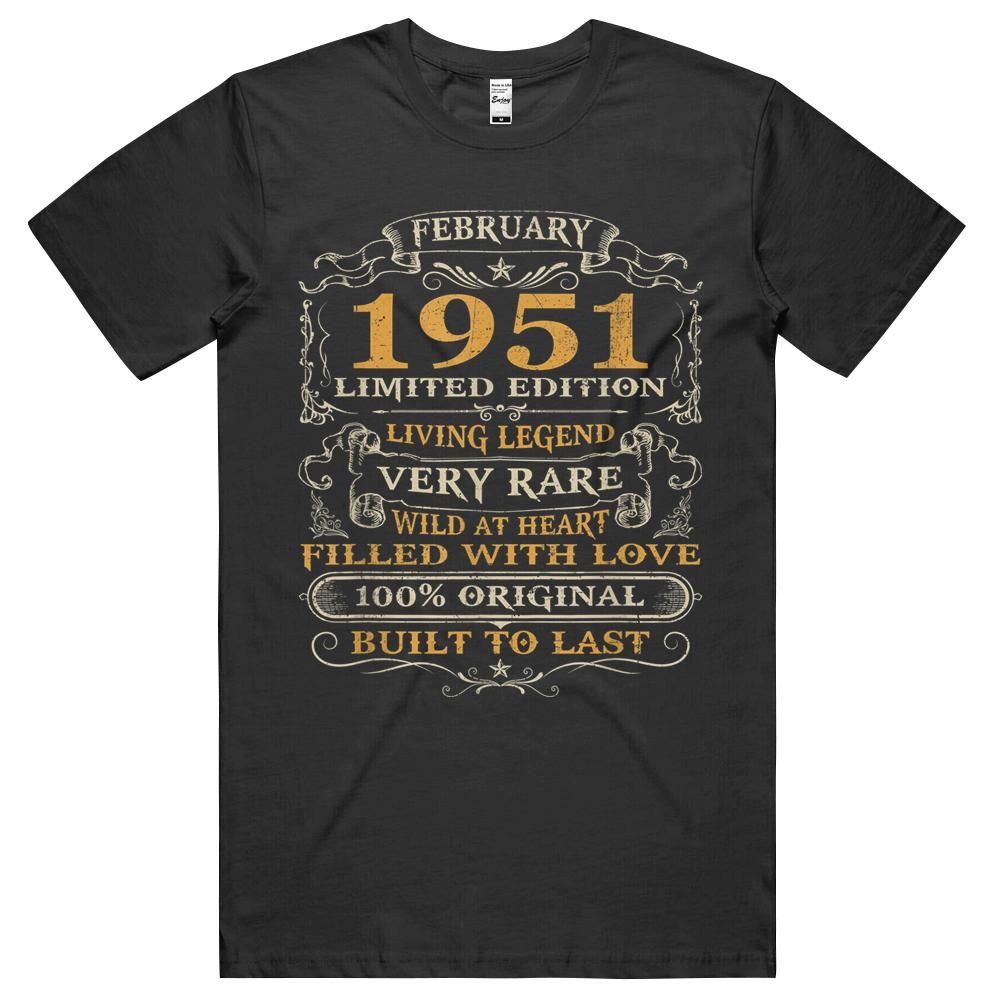 70th Birthday Gift 70 Years Old Retro Vintage February 1951 Unisex Shirt