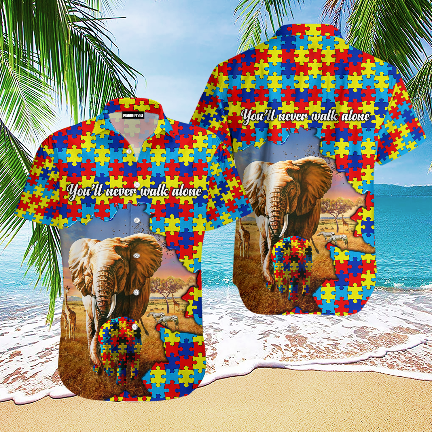 Autism Awareness Elephant Puzzle Hawaiian Shirt | For Men & Women | Wt1643