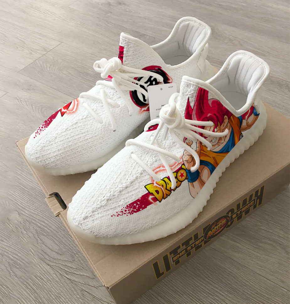 Son Goku Super Saiyan God Shoes Custom Dragon Ball Anime Yz Boost Sneakers