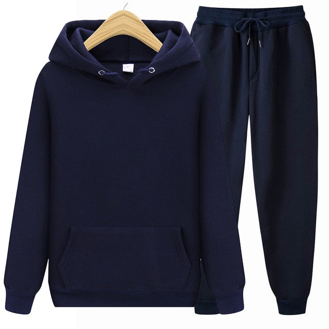 Hooded Sweatshirt Sweatpants Fashion Slim Fit Men Set