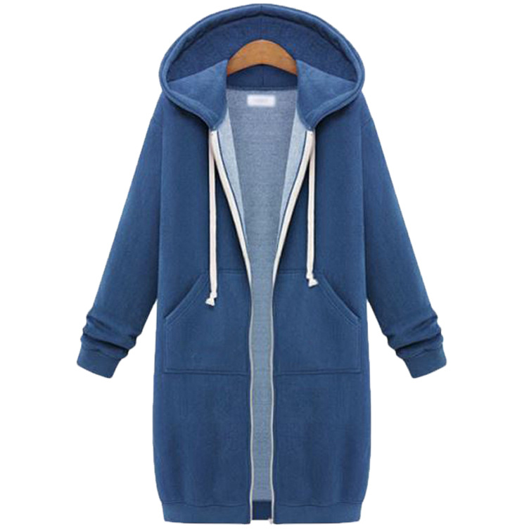 Autumn Winter Solid Color Thicken Hoodies Women Fashion Korean Style Zipper Long Sleeved Hooded Sweatshirt Office Ladies Tops alx