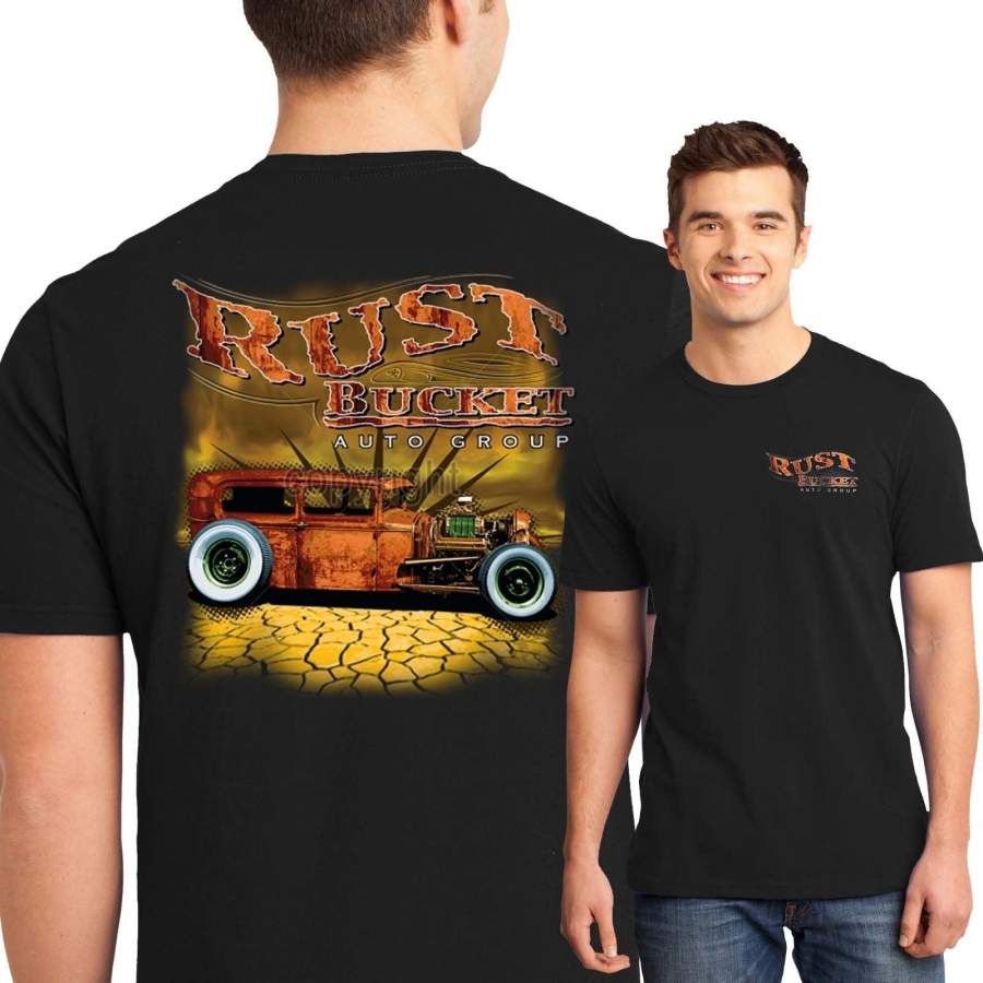 Vintage Style Hot Rod T Shirt Rust Rat Rod Junkyard Auto Parts Whitewalls