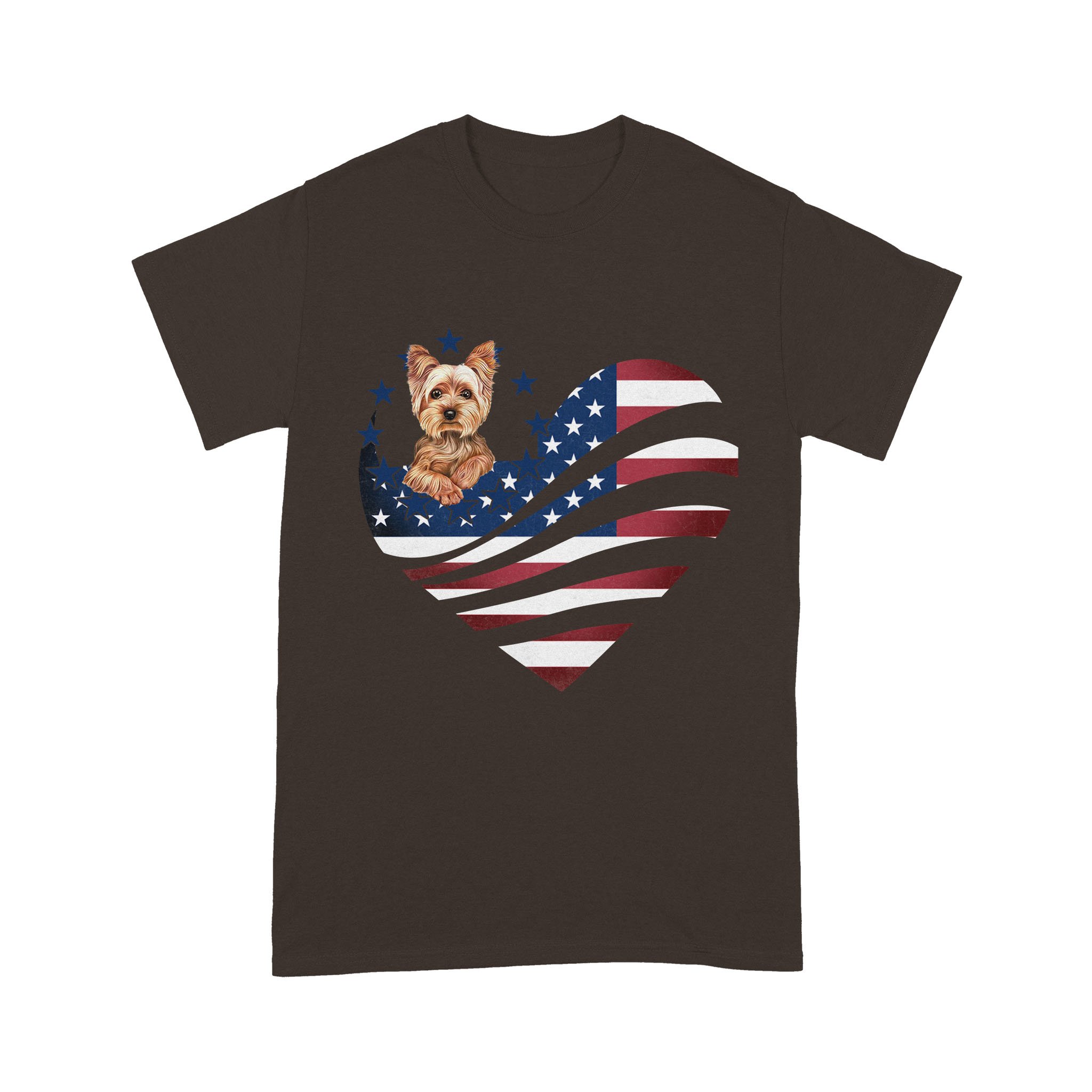 Yorkshire terrier Heart Of America Independence Day Brown Standard T-shirt S M L XL 2XL 3XL 4XL 5XL
