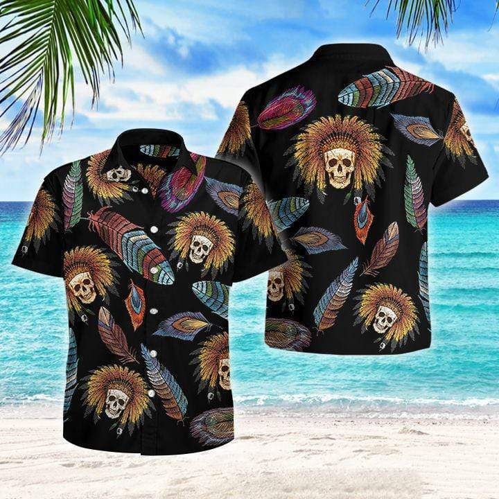 Get Here Naive Skull Embroidery Aloha Hawaii Shirts Ha104312