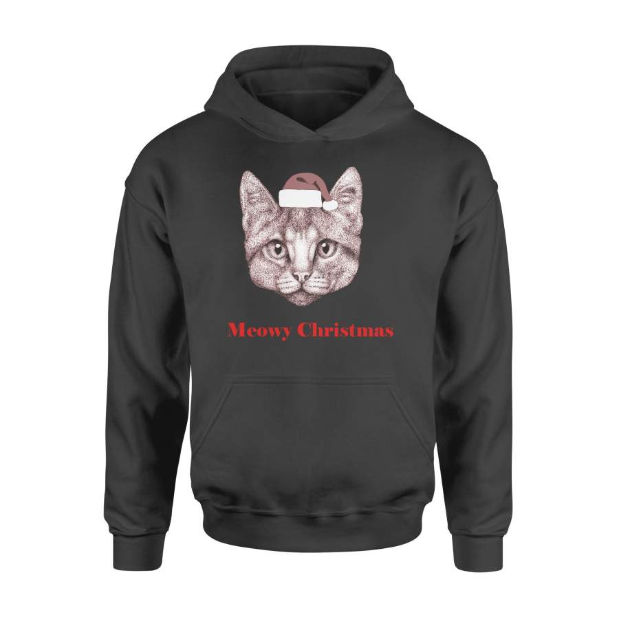 Christmas Gift Idea Kitten Wearing Santa Claus’s Hat Meowy Christmas – Standard Hoodie