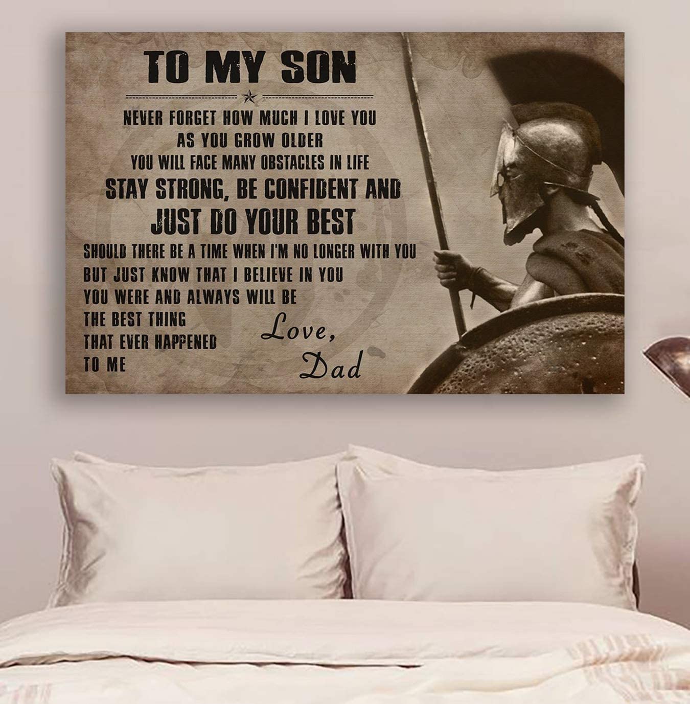 Poster for Room Aesthetic -Command Strips Wall Decor – Cv1197 Lda Spartan Poster – Dad to Son – Just Do Your Best