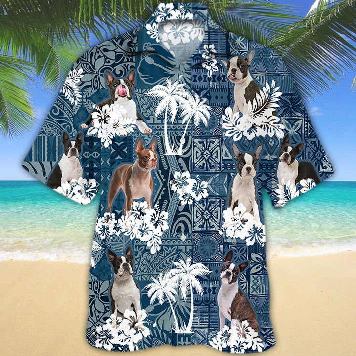 Boston Terrier Hawaii Dog Hawaii Shirt Men Short Sleeve Hawaii Aloha Ha74937