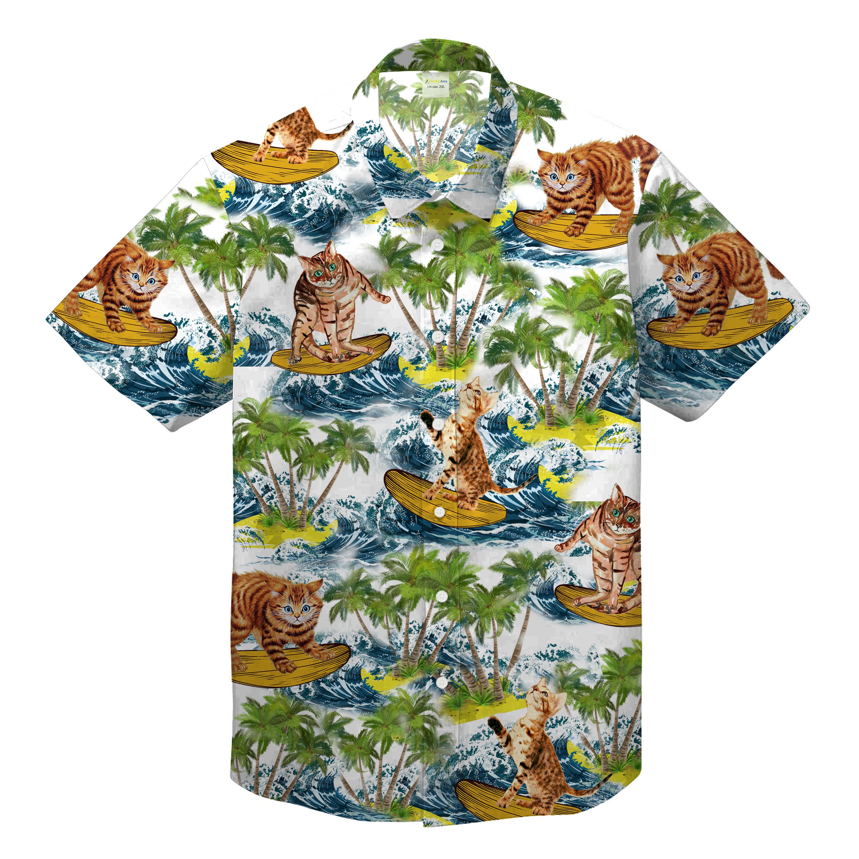 Bengal Cat Surfing Hawaii Shirt Coconut Tree Ha9682