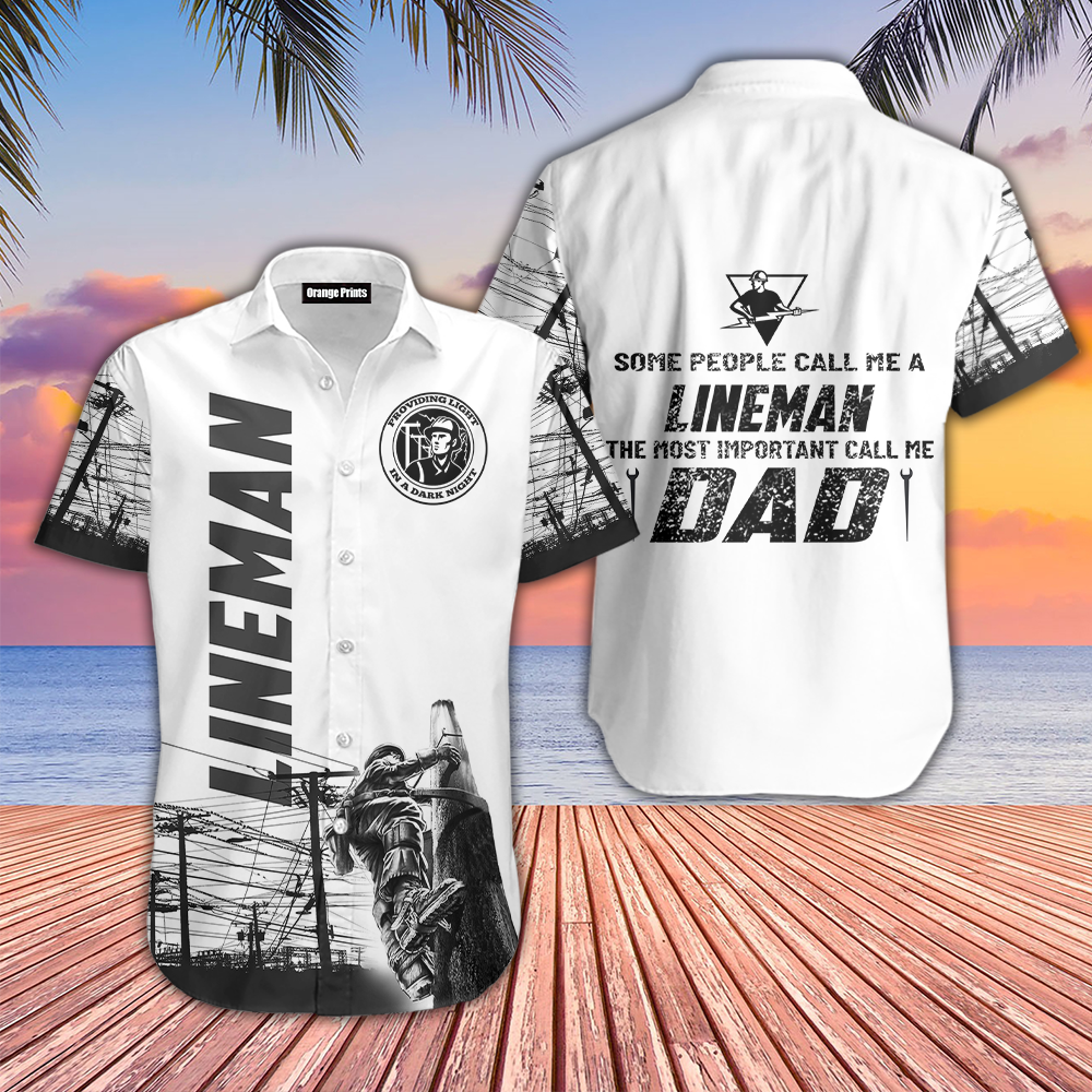 Cool Black White Lineman Hawaii Shirt For Men Women Ha97120